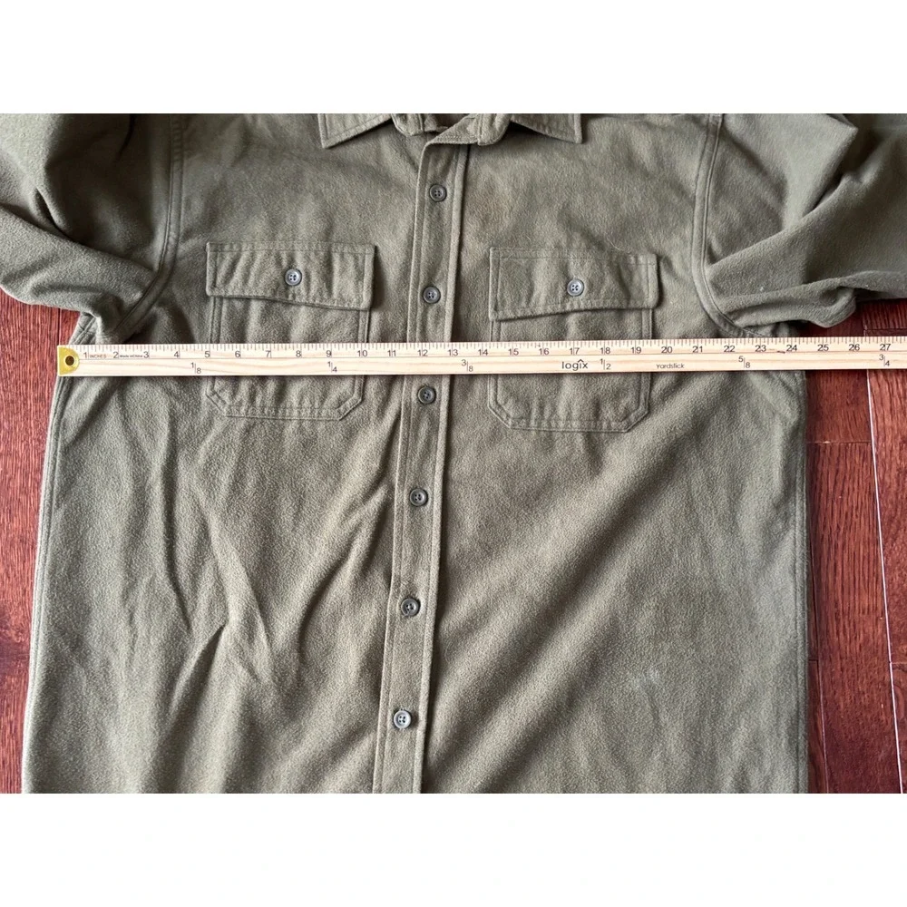 L.L.Bean Chamois Cloth Shirt Men's Large Tall Olive Green Heavy Flannel Shacket
